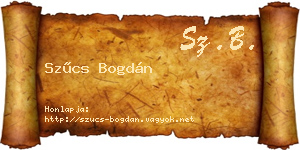 Szűcs Bogdán névjegykártya